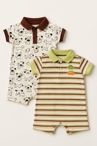 Image of TuddyBuddy 100% Cotton Romper /Jumpsuit /Bodysuit Set for Baby (Pack of 2 Playsuits)