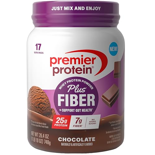 Premier Protein Powder Plus Fiber, Chocolate, 25g...