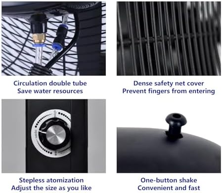 Industrial Misting Fan - Heavy-Duty Pedestal Fan with 3 Speed Settings, 120° Oscillation, Perfect for Warehouse, Workshop, Factory, and Basement Cooling Solutions.