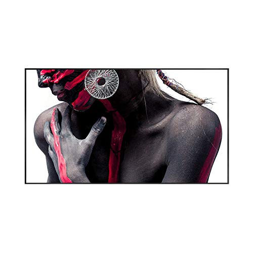 Toile photo scandinave noir rouge 60x120cm pour habiller un grand mur vide sans encombrer