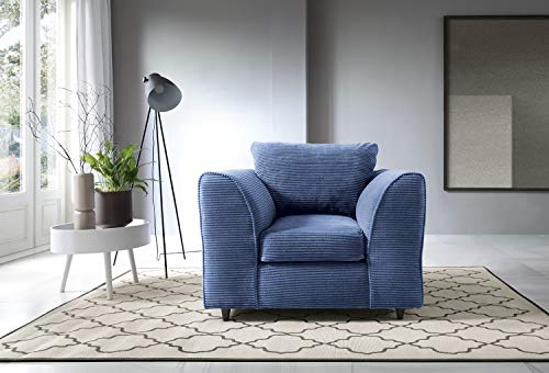 Abakus Direct Jumbo Cord Corner Sofa, Settee, Full Chenille Cord Fabric in Blue (Armchair) Abakus Direct Jumbo Cord Corner Sofa, Settee, Full Chenille Cord Fabric in Blue (Armchair)