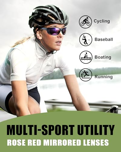 Myiaur Women Sports Sunglasses for Running Cycling UV400 Protection Polarized Lens Lightweight Wrap Around Design M8140