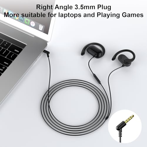 Image of Open Ear Headphones Wired 3.5mm Earphones for Chormebook Laptop PC,Over Earbuds Wired with Ear Hook& Microphone 3.5mm Plug Ear Buds for Samsung A25 A15 A14 /Kindle Fire Zoom Office Running Sports Kids