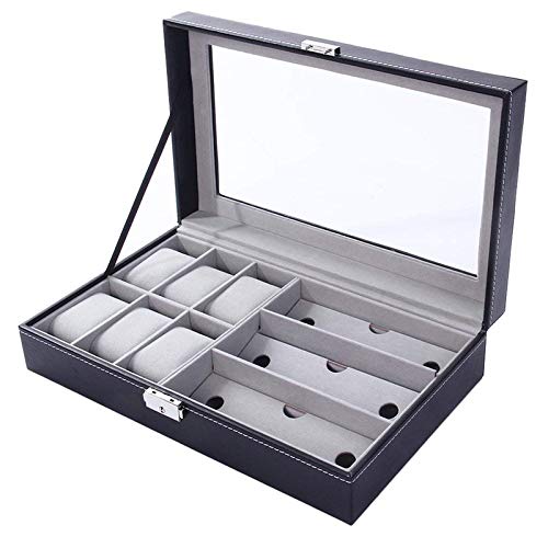 DEVZA Leather Watch Box, Sunglass Box and Jewelry Display Case Organizer | 33 X 20 X 8 CM | Black (B08JX8HJY5) Amazon Price History, Amazon Price Tracker