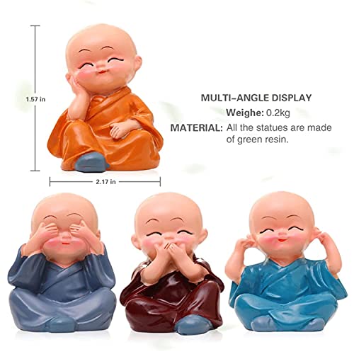 Image of Trunkin | Laughing Buddha Child Baby Buddha Monks | Set of 4 Figurine Action PVC Collectible | Cute Chibi Action Figures