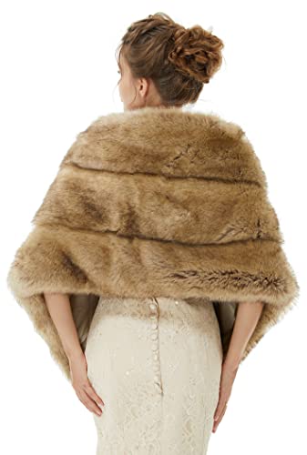 Women's Stole Faux Fur Shawl Shrug Wraps Cape For Wedding Party4