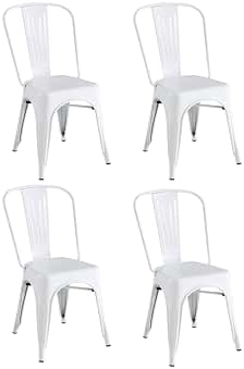 Shiito | Modelo TOLIX JC - Pack de 4 sillas de Metal | Confort y diseño para tu hogar | Calidad y ergonomía | Color Blanco