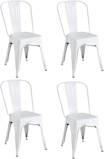 Shiito | Modelo TOLIX JC - Pack de 4 sillas de Metal | Confort y diseño para tu hogar | Calidad y ergonomía | Color Blanco