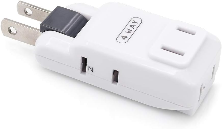 SYCON 4 Outlet Wall Adapter, 2-Prong Swivel Ungrounded Indoor AC Mini Plug Wall Tap - White