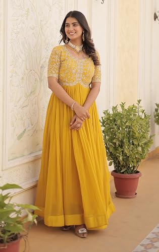 Image of Fashion Basket Georgette Embroidered Anarkali Gown for Women