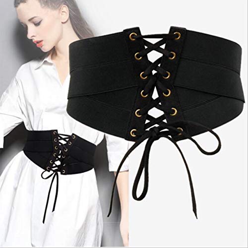 Ayliss Womens Elastic Wide Band Wrap Cinch Retro High Waist Lace-Up Tie PU Leather Corset Cinch Belt Costume Party3