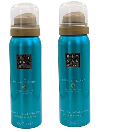 RITUALS Foaming Shower Gel from The Ritual of Karma, With Summery Holy Lotus & White Tea - Hydrating, Cooling Properties Travel Size 2 x 50ml