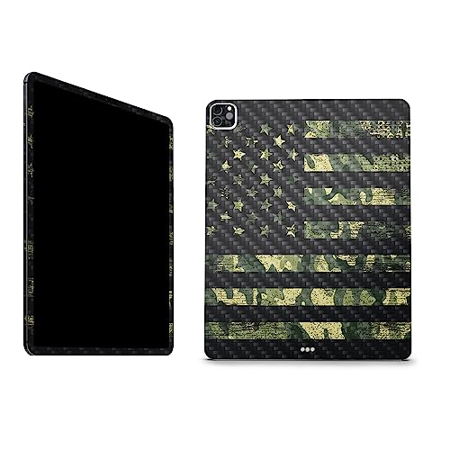 Image of MightySkins Carbon Fiber Skin Compatible with Apple iPad Pro 12.9 inch M2 6th Gen (2022) Full Wrap Kit - American Camo | Protective, Durable Textured Carbon Fiber Finish | Easy to Apply | Made in The USA