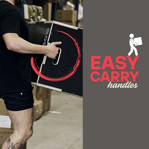 MATCHU - Plyo Box - Jump Box - Sprungbox - Crossfit Box - Einstellbar - Anti-Rutsch Oberfläche - Holz - Tragfähigkeit 300 KG - Leicht zu Transportieren - Schwarz (20/24/30 INCH)