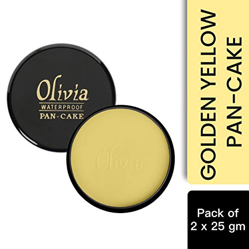 Image of Olivia Pan Cake 100% Waterproof 25g x 2 | Full Coverage Makeup Base | Smudge-Proof & Sweat-Resistant | Long-Lasting Velvety Finish | Hides Blemishes | For All Skin Types | Pack of 2 | Golden Yellow 21