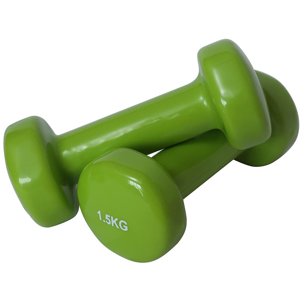 BAKAJI Zestaw 8 hantli gimnastycznych z walizką (2 x 0,5 kg + 2 x 1 kg + 2 x 1,5 kg + 2 x 2 kg), obciążniki fitness z powłoką z gumy piankowej, ergonomiczne, odporne na rdzę, antypoślizgowe