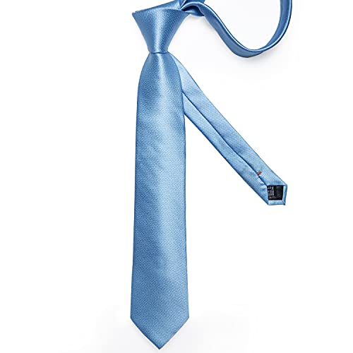 Image of DiBanGu Mens Silk Necktie Solid Color Tie and Pocket Square Cufflink Tie Clip Set Woven Plain Ties for Men Wedding Party