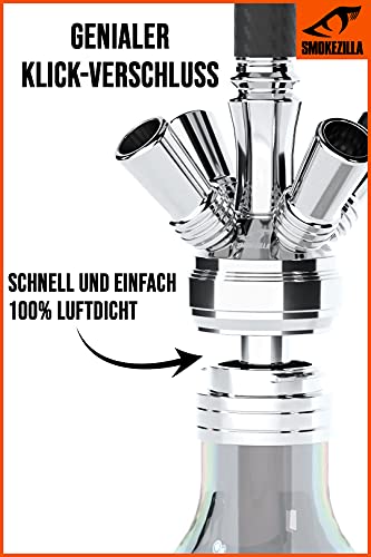 Smokezilla® IRYS Shisha Edelstahl 66 cm I Wasserpfeife Komplettset mit Kaminkopf Kaminaufsatz Kopfsieb Kohlezange I… – Bild 5