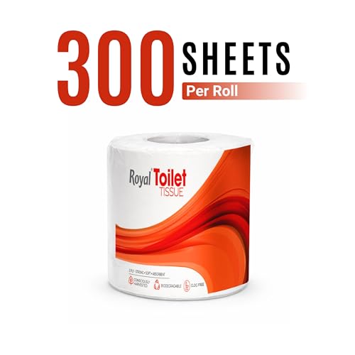 Image of Royal Toilet Tissue Paper Roll | 1200 Pulls (300 x 4 Rolls) | Tissue Paper Roll, Toilet Paper Roll 2-Ply Soft & Strong Bathroom Tissue | Highly Absorbent & Hygienic Toilet Paper