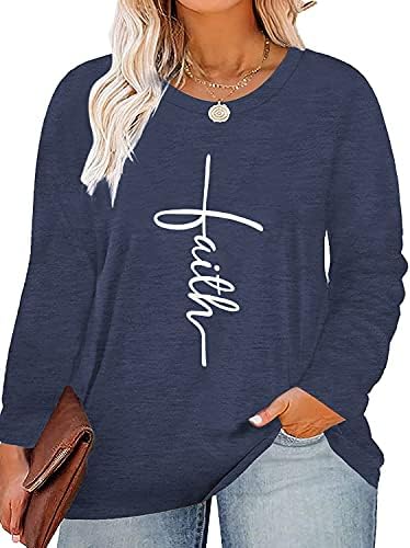 HDLTE Faith Shirts for Women Plus Size Long/Short Sleeve Tops Christian Inspirational T-Shirt,1X-4X