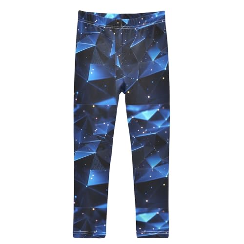 Boccsty Blue Geometric Star Girls Leggings Kids Yoga Pants Dance Active Tights 4T