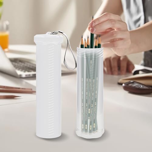Image of 8 PCS Extendable Plastic Brush Case with Carrying Lanyard, Clear Dustproof Watercolor Long Paint Brush Holder Storage Tube, Paintbrush Organizer Pencil Container for Drawing Tools Makeup Artist
