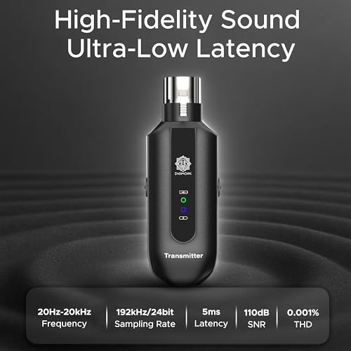 Image of DIGIMORE Wireless XLR Transmitter and Receiver | Up to 100ft Range | 5Hrs Long Battery | <5ms Latency | XLR Connector for Guitars, Mics, Mixers, and PA Systems (D-730 Pro)