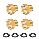 Reduzierstück 3/4 auf 1/2 Zoll Messing, 4 Stück Adapter 1/2 auf 3/4 Zoll AG/IG mit Dichtungen, 3/4 Zoll auf 1/2 Zoll Adapter für Sanitär und Garten