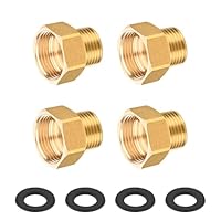 Reduzierstück 3/4 auf 1/2 Zoll Messing, 4 Stück Adapter 1/2 auf 3/4 Zoll AG/IG mit Dichtungen, 3/4 Zoll auf 1/2 Zoll Adapter für Sanitär und Garten