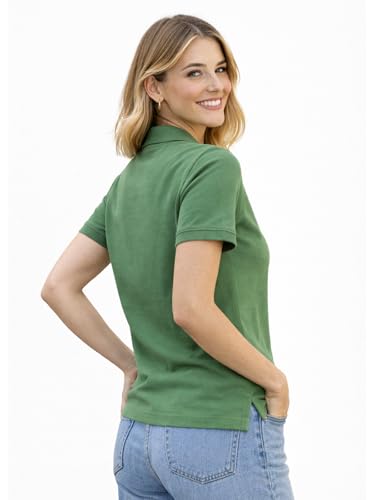 Image of Juneberry Women's Cotton Lycra Polo T- Shirt, Short Sleeve Casual Top, Soft, Lightweight, Stretchable & Stylish, Versatile Everyday Wear, Sizes S-2XL