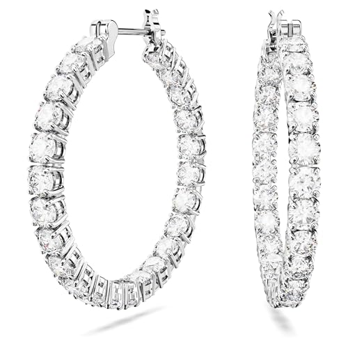 Swarovski Matrix Kreolen, Rhodinierte Ohrringe mit Strahlenden Swarovski...