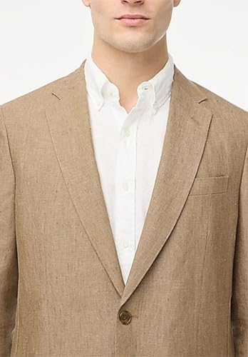 Men's Linen Blend Suits 2-Piece Breathable Lightweight Set Classic Business Formal Jacket Pants for Wedding Dinners2