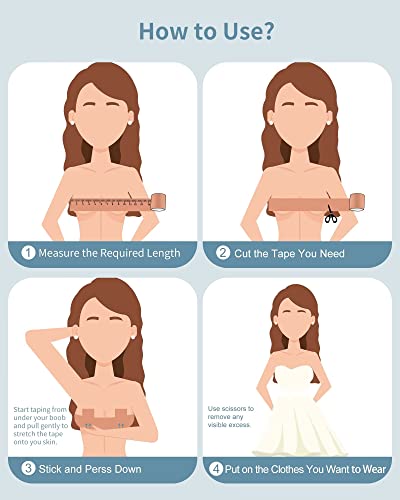 Phodil Boobytape For Breast Lift 2 Pcs,Boob Tape For Large Breasts,Push Up Invisible Bra Body Tape,Busties Breast Tape Kit With Nipple Cover (Nude & Black/2") #TOP4