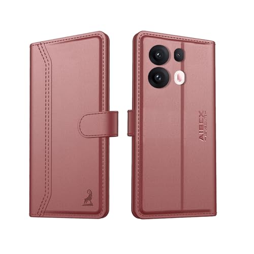 Image of AIBEX Compatible for Oppo Reno 13 5G Flip Cover Leather Finish with Magnatic Closure | Inside TPU with Card Pockets | Wallet Stand | Complete Protection Flip Case -Brown