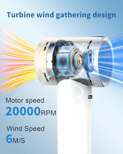 Image of Aluan Portable Hand Fan Rechargeable, Ultra Portable Lightweight Handheld Fan, High Speed Strong Airflow, Long Lasting Battery, 5 Speed Settings, Handheld Fan for Desk, Travel (off-White)