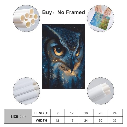 Tableau chouette 50x75cm pour cacher mur vide deco chambre