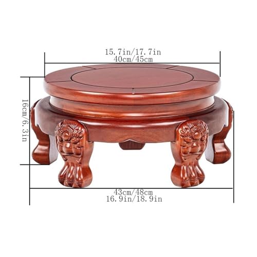 Soporte circular de palisandro para taburete de bonsái y plantas mini 3