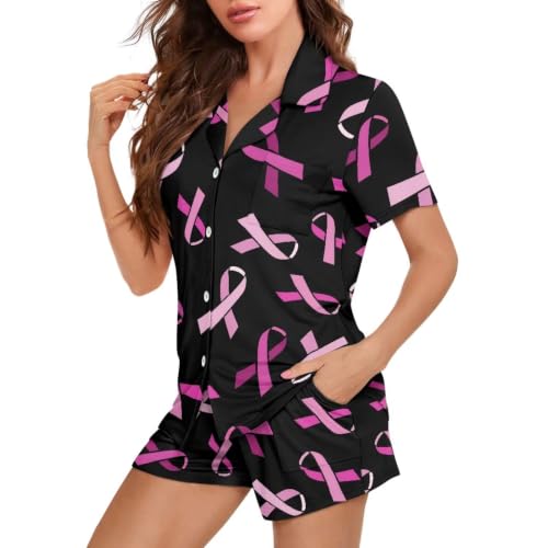 Image of Women's Short Sleeve Sleepwear Pajamas Nightwear with Pockets | Premium Polyester Fabric Ultra Soft Lightweight Breathable Touch, Wrinkle Resistant, All Day Cozy Wear for Daily Sleep