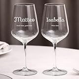 Wanapix | Pack 2 Copas de Vino Personalizadas | Copas de Cristal Grabadas para Vino con el Nombre o Texto que quieras | Pack de Copas de Cristal | Solo Texo