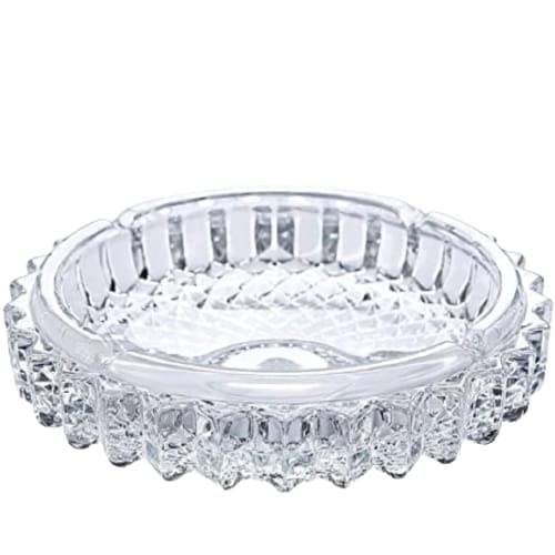Mirakii Round Crystal Cut Clear Glass Ashtray for Home and Hotels & Bar - Image 4 thumbnail