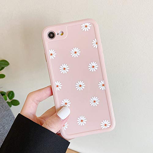 ZTOFERA TPU Back Case for iPhone SE 2022 5G,iPhone SE 2020,iPhone 8,iPhone 7, Daisy Pattern Glossy Soft Silicone Case, Slim Lightweight Protective Bumper Cover for iPhone 7/8/SE2/SE3 4.7" - Pink