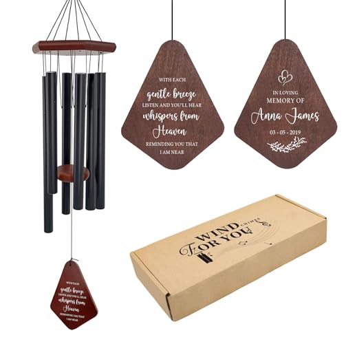 Image of ASTARIN Personalized Name Memorial Wind Chimes, Sympathy Gift for Loss of Lover Mom Dad, Bereavement Deep Tone Wind Chimes for Outside in Memory Gift, Decor Outdoor Garden Patio