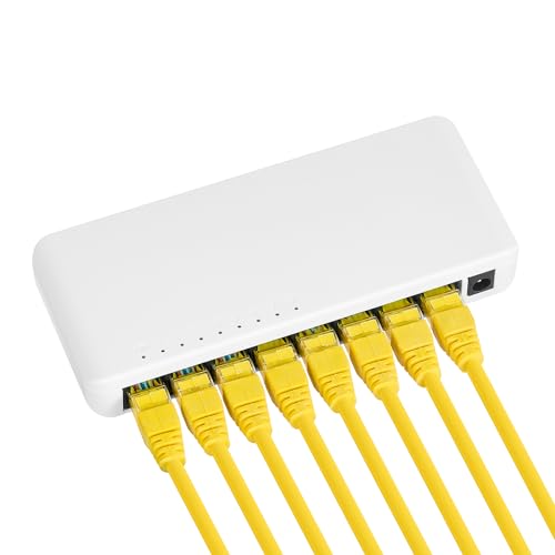 Image of MokerLink 8 Port Gigabit Unmanaged Ethernet Switch, 8 x 100 /1000Mbps Ports, Home Office Network Hub Splitter, Plastics Desktop & Wall Mount Network Switch