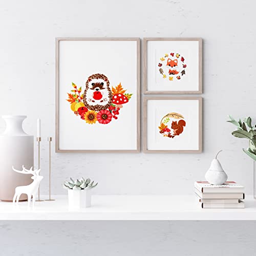 Image of Louise Maelys 3 Set Animal Embroidery Kits for Beginners with Autumn Squirrel Hedgehog Fox Pattern,Adults Starter Cross Stitch Kit DIY Needlepoint