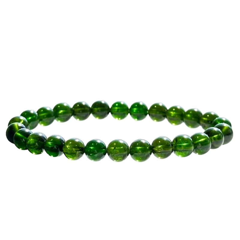 Diopside chromée naturelle solution antistress avec ce bracelet élastique vert