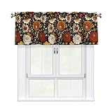 Wnoesat Boho Floral Valance for Windows Black Vintage Mandala Rod Pocket Window Valance Bohemian Rustic Dahlia Daisy Window Treatment for Kitchen Bedroom Farmhouse Decor 54 x 18 Inch
