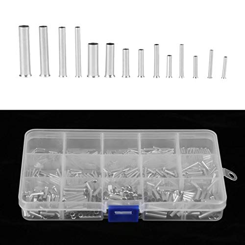 Davitu 700Pcs/Set 14 Values 10-22 AWG Non-insulated Ferrule Copper Terminals Assortment Kit for Wire Cable