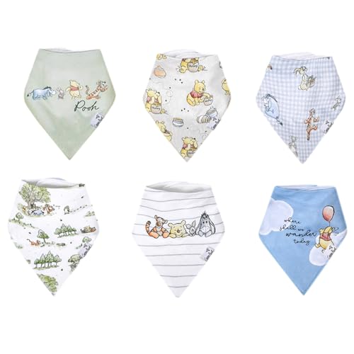 Image of Copper Pearl Baby Bandana Drool Bibs for Drooling and Teething 6 Pack Gift Set Winnie The Pooh