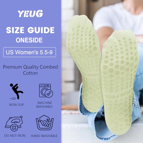 Image of yeuG Pilates Socks for Women Non Slip Grip Socks for Yoga, Barre, Hospital, Barefoot Grippy Yoga Sock Womens Gifts 4 Pairs