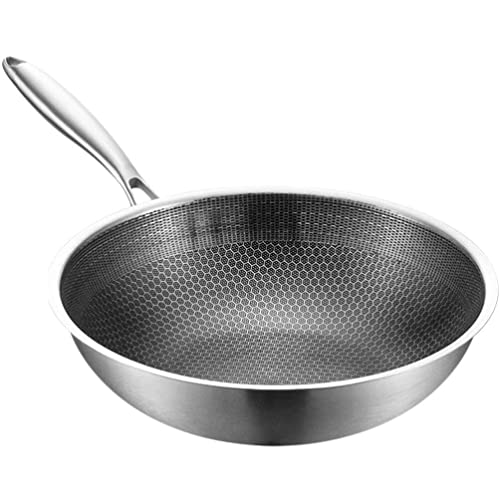 Wok antiadherente de acero inoxidable con textura panal miniatura 1